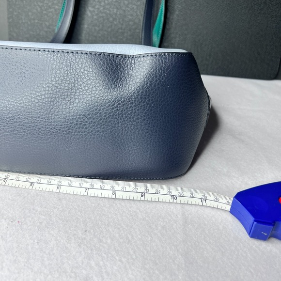 Coach Tote 27 Colorblock Pebbled Leather Horse Carriage Twilight Blue Authentic - Picture 15 of 16